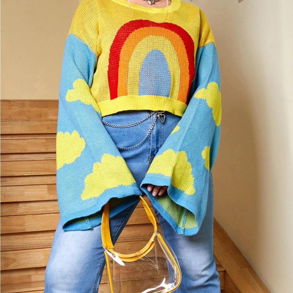 Colorful Rainbow Knit Sweater Women’s Size 1X